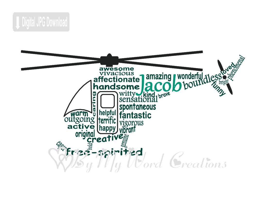 Helicopter Art Helicopter Word Art Gift for Boy Helicopter