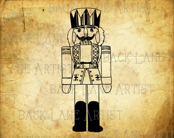 Vintage Wooden Soldier Nutcracker Clipart Lineart Illustration Instant Download PNG JPG Digi Line Art Image Drawing LB49