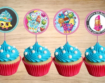 Shopkins Cupcake Toppers - Shopkins Birthday Party Tags - Shopkins Circle Favor Tags 2"