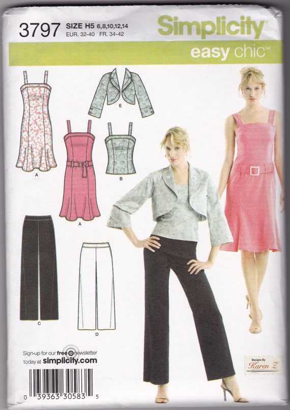 Simplicity 3797 Pattern Bolero Jacket Cropped Gaucho Pants