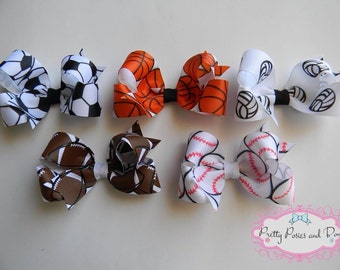 Football Hair Bow, Baseball Hair Bow, Basketball Hair Bow, Soccer Hair Bow, Volleyball Hair Bow, Sports Hair Bow