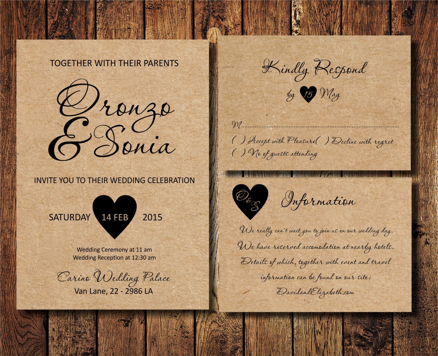 Wedding invitation stationery kits