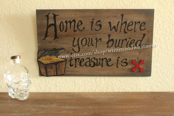 Hand Painted Pirate Sign 3D Treasure Chest by WizzitsandWhatnots