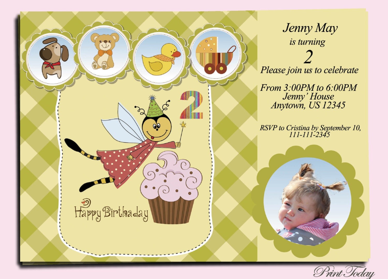 Printable Second Birthday Invitation Cute by FantasticPrintables