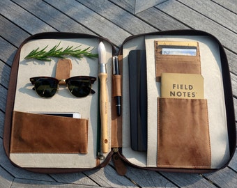 LEATHER TRAVEL WALLET (large) iPad Air folio passport holder document organiser organizer portfolio cover real genuine