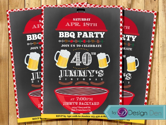 BBQ Birthday Invitation BBQ Party Invitation Picnic