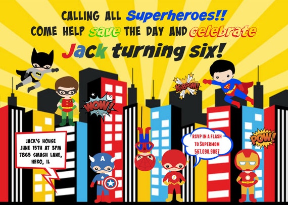 Calling All Superheroes Birthday Invitation 10