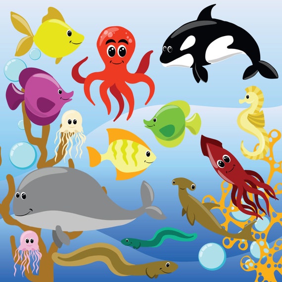 underwater animals clipart - photo #3