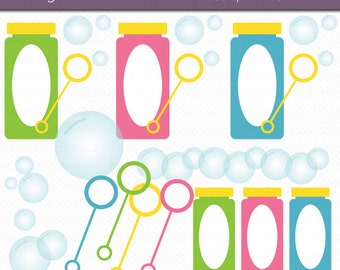 Blowing Bubbles Clipart Digital Art Set INSTANT DOWNLOAD Bubble Clipart