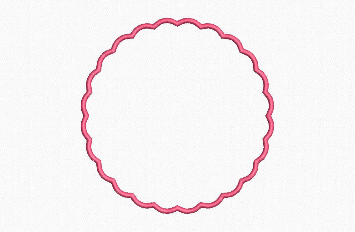 Scalloped Circle Applique Machine Embroidery Design 10 Sizes