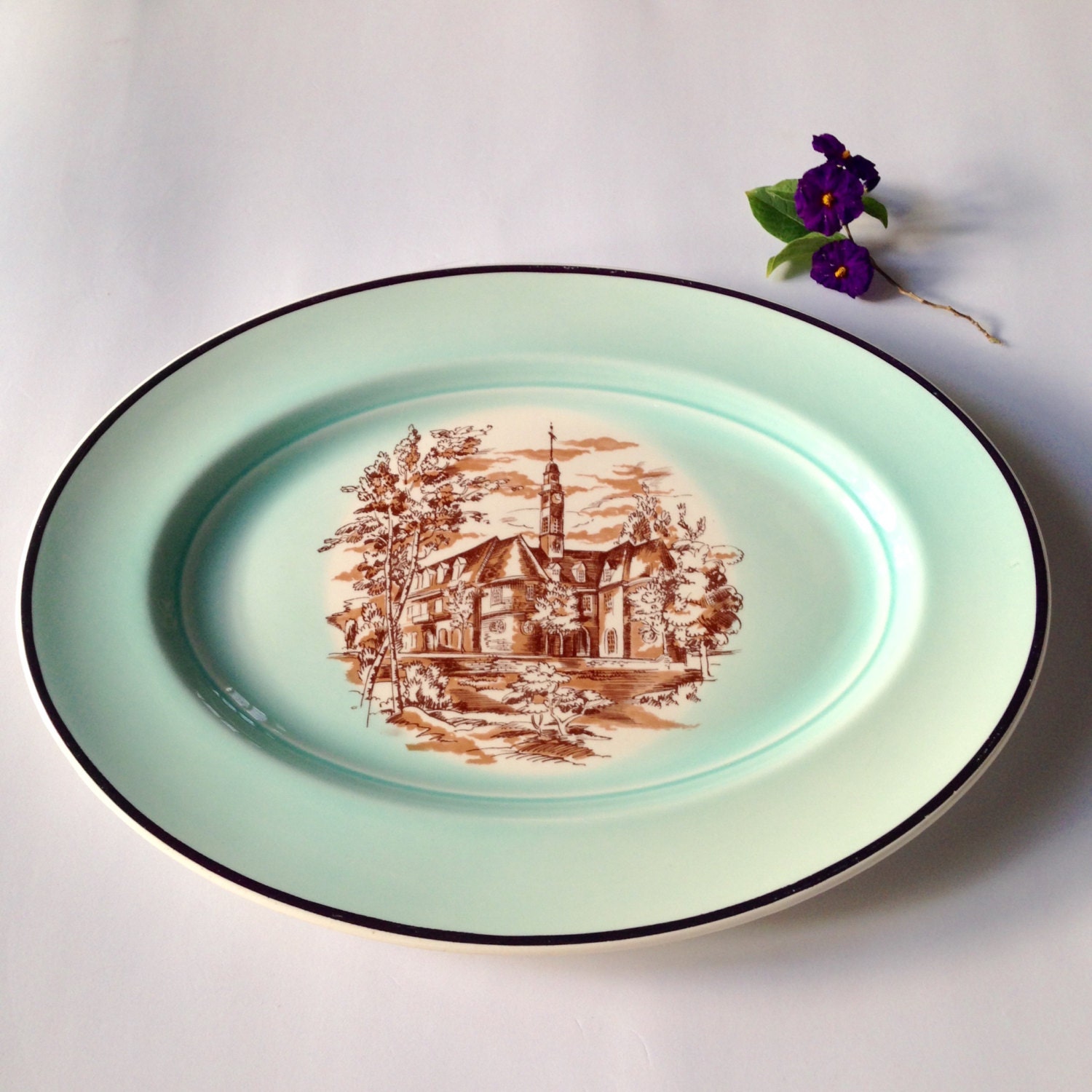 Vintage Porcelain Platter / Retro American Limoge Oval Platter