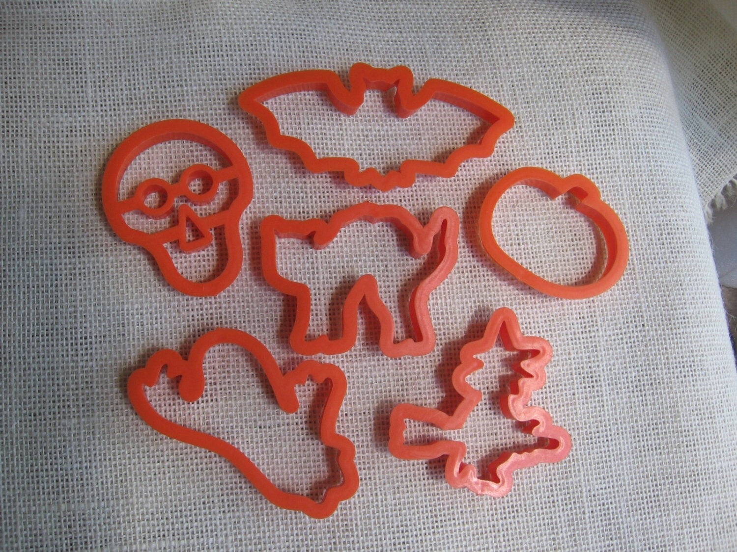 Halloween Cookie Cutters Set of SIX Orange Plastic Cookie