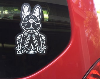 French Bulldog Decal - Sugar Skull Frenchie Decal - French Bulldog Sticker - Frenchie Bumper Sticker - Frenchie Car Decal