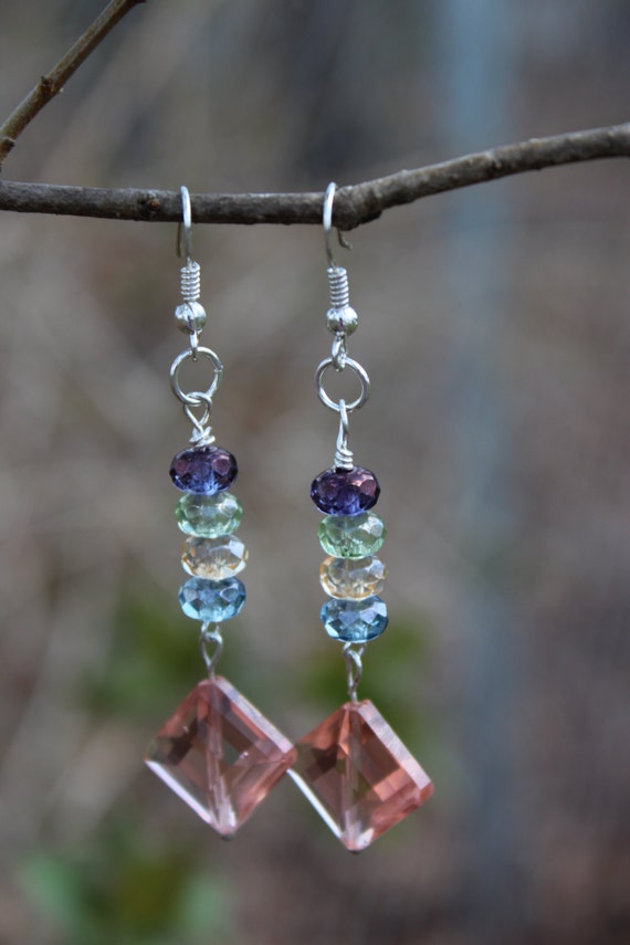 Pastel Glass Bead Drop Earrings