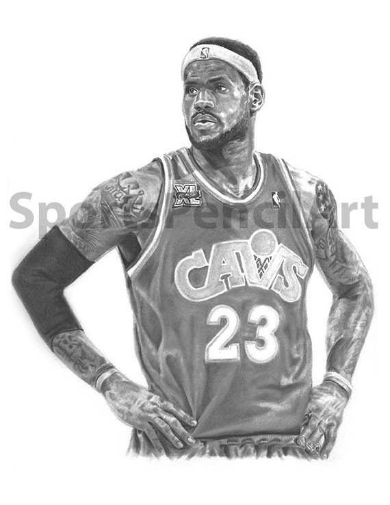 LeBron James Pencil Art Print With 11x14 Mat Frame