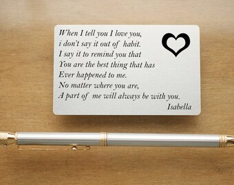 Aluminum wallet card, Personalized Wallet Card, I love you to the moon and back, Wallet Insert Card, Engraved Wallet Insert