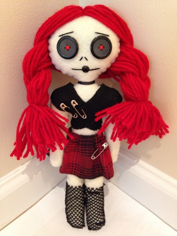 Punk Rock Doll Rag Doll Felt Doll Red Haired Doll Riot