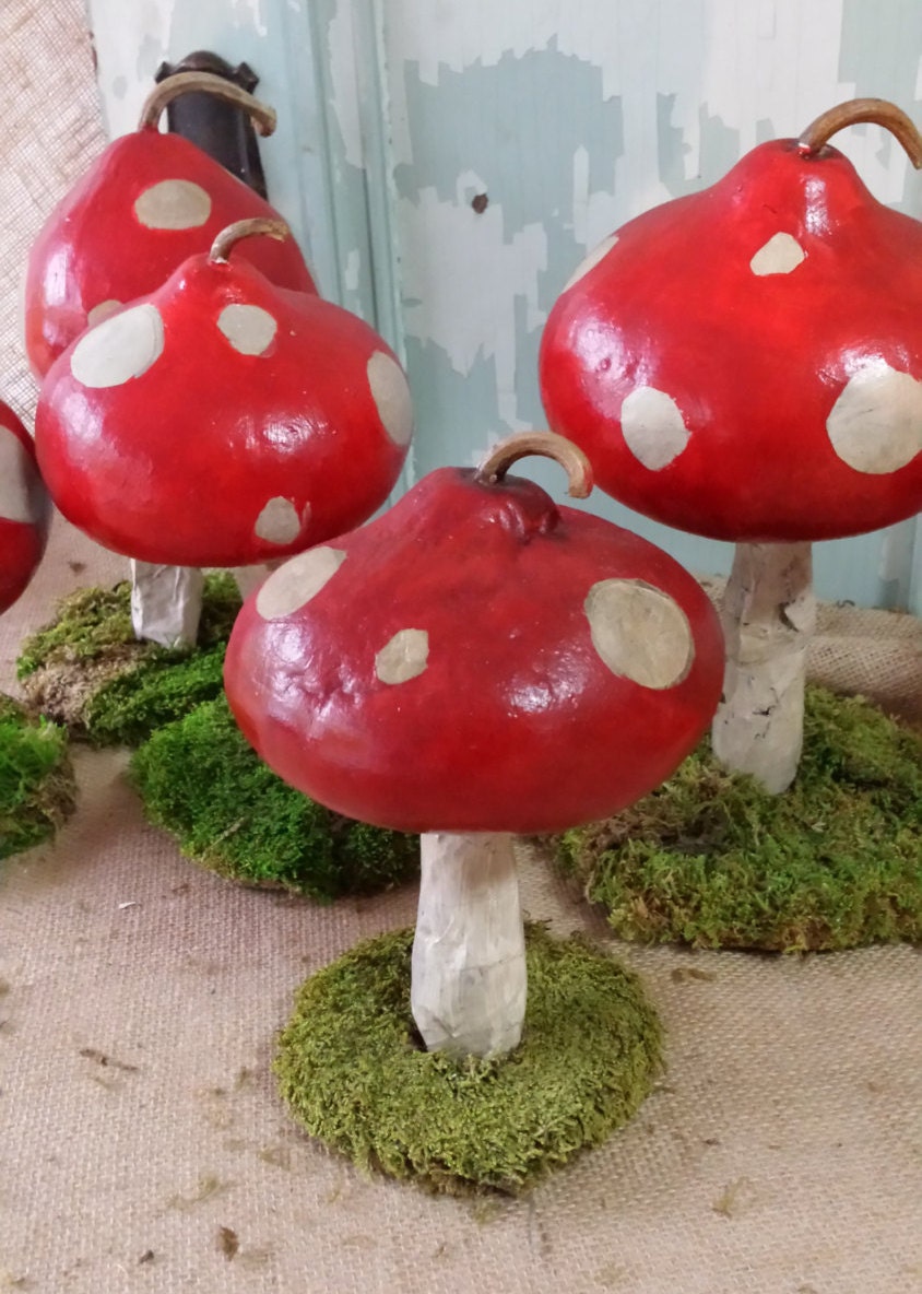 One Handmade Folk Art Gourd Mushroom by TheHumbleHutch on Etsy