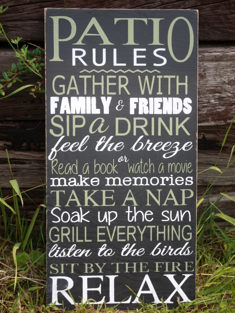 Patio Rules sign deck decor Wooden Sign Hand Painted Home