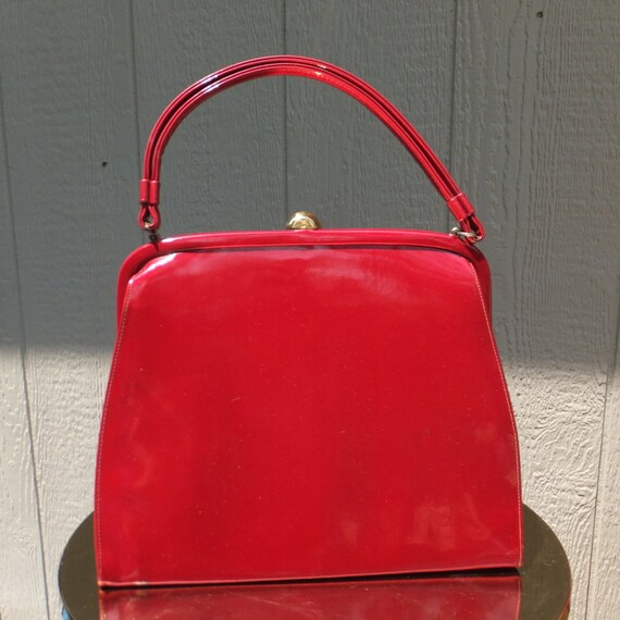 Red Patent Leather Handbag by RVTG on Etsy