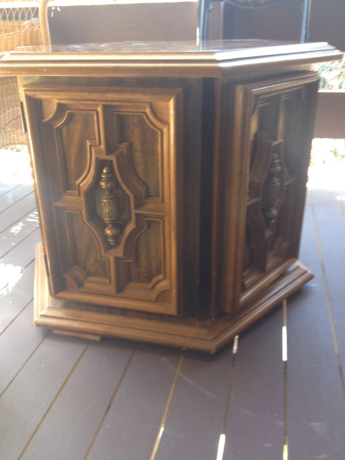 Vintage Wooden Table with Storage, Wooden Vintage End Table, Wooden