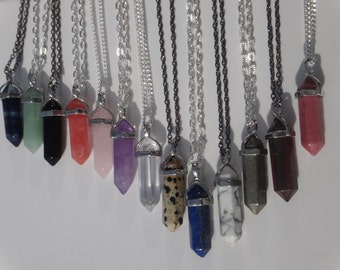 Crystal necklace. Crystal point necklace . Healing crystal pendant. Layering collar. Hippie, Bohemian . Health and energy. Chakra necklace.