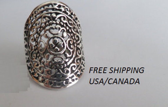 Sterling silver ring, bohemian, gypsy, mandala