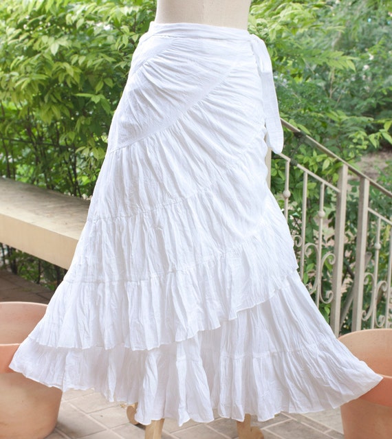 Items Similar To Boho Summer Cotton Maxi Wrap Skirt Bohemian Hippie Gypsy Wedding Skirt 