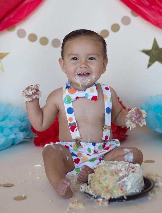 Rainbow first birthday outfit boys cake smash outfit diaper