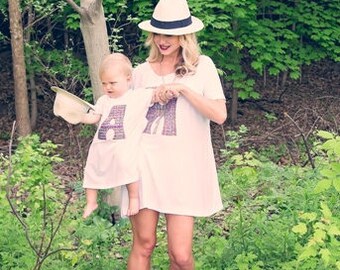 Mother Daughter Matching. Mommy and Me. Tshirt Dress. Matching
