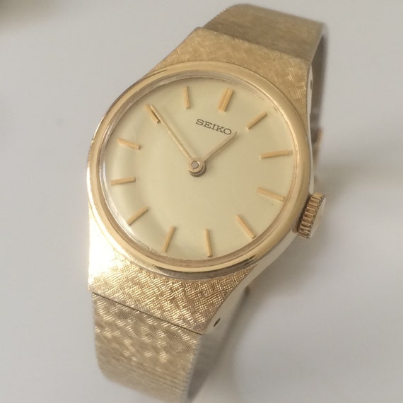 Vintage Ladies SEIKO Wrist Watch Mechanical Wind GOLD Tone Hand Wind ...