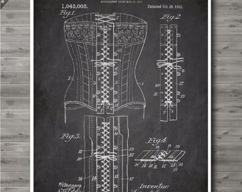 Laced Corset poster, Laced Corset patent, Laced Corset print, Laced Corset Art, Laced Corset Fashion Art, French patent no102