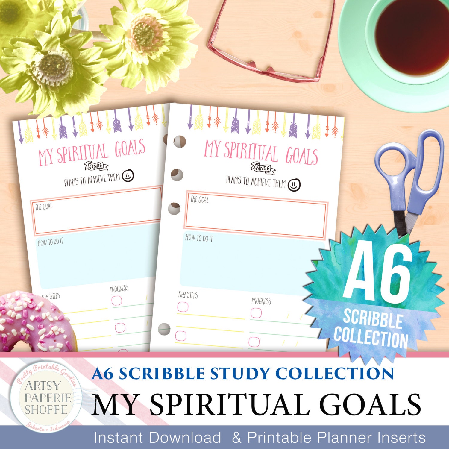 A6 Spiritual Goals Planner Inserts JW Study Scribble
