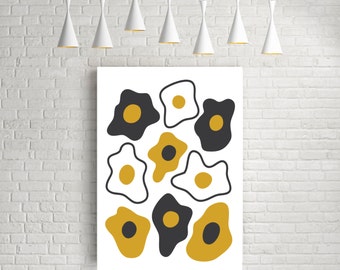 Eggs, kitchen print, scandinavian poster, kitchen wall art, affiche cuisine, minimalist wall decor, mid century, kitchen print poster