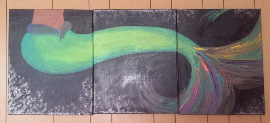 3 pc Acrylic mermaid tail painting by KatieKustoms on Etsy