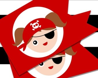Printable Pirate Party Flags for Girls
