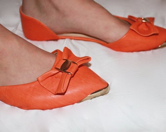 orange pointed toe flats