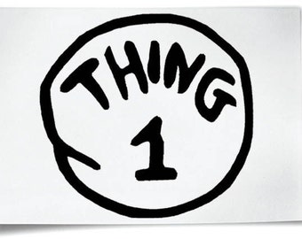 Thing 1 Iron On T-Shirt Transfer Thing 2 3 4 5 The Cat in The Hat Dr Zeuss Kids World Book Day