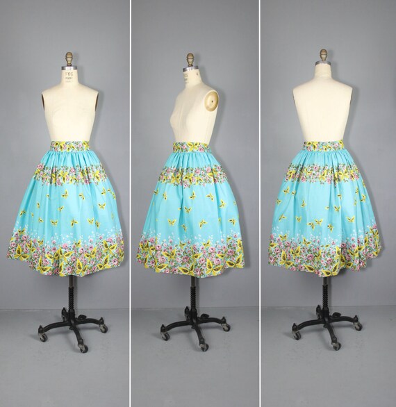 novelty skirt / 1950s / butterfly / FLOATING ON WIND vintage