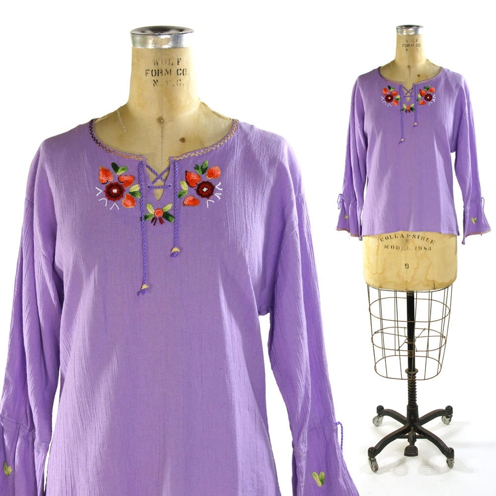 Indian Cotton Peasant Blouse / Vintage 1980s by SpunkVintage