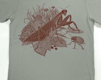 Praying Mantis Shirt - Men's insect T-shirt - Screen Printed Shirt - Praying Mantis - Beetle - Animal Tshirt