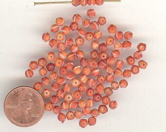 100 Vintage Rust Rough Cut 4mm Glass Beads No.219