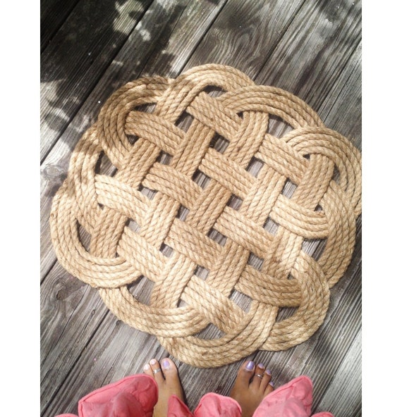 Jute Cord Celtic Knot Rug Round 25 by byCamilleDesigns on Etsy