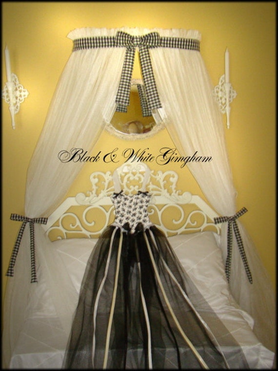 Gingham Crib Canopy Crown Princess Bed with by SoZoeyBoutique