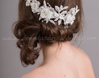 Wedding Lace Headpiece, Lace Hair Vine, Bridal Hair Accessory, White or Ivory - Courtney