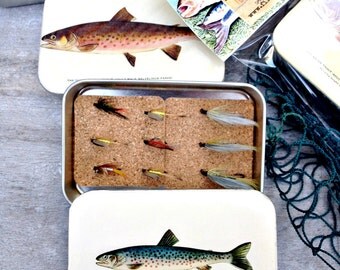 Fly fishing Box with hand tied fly, fly box