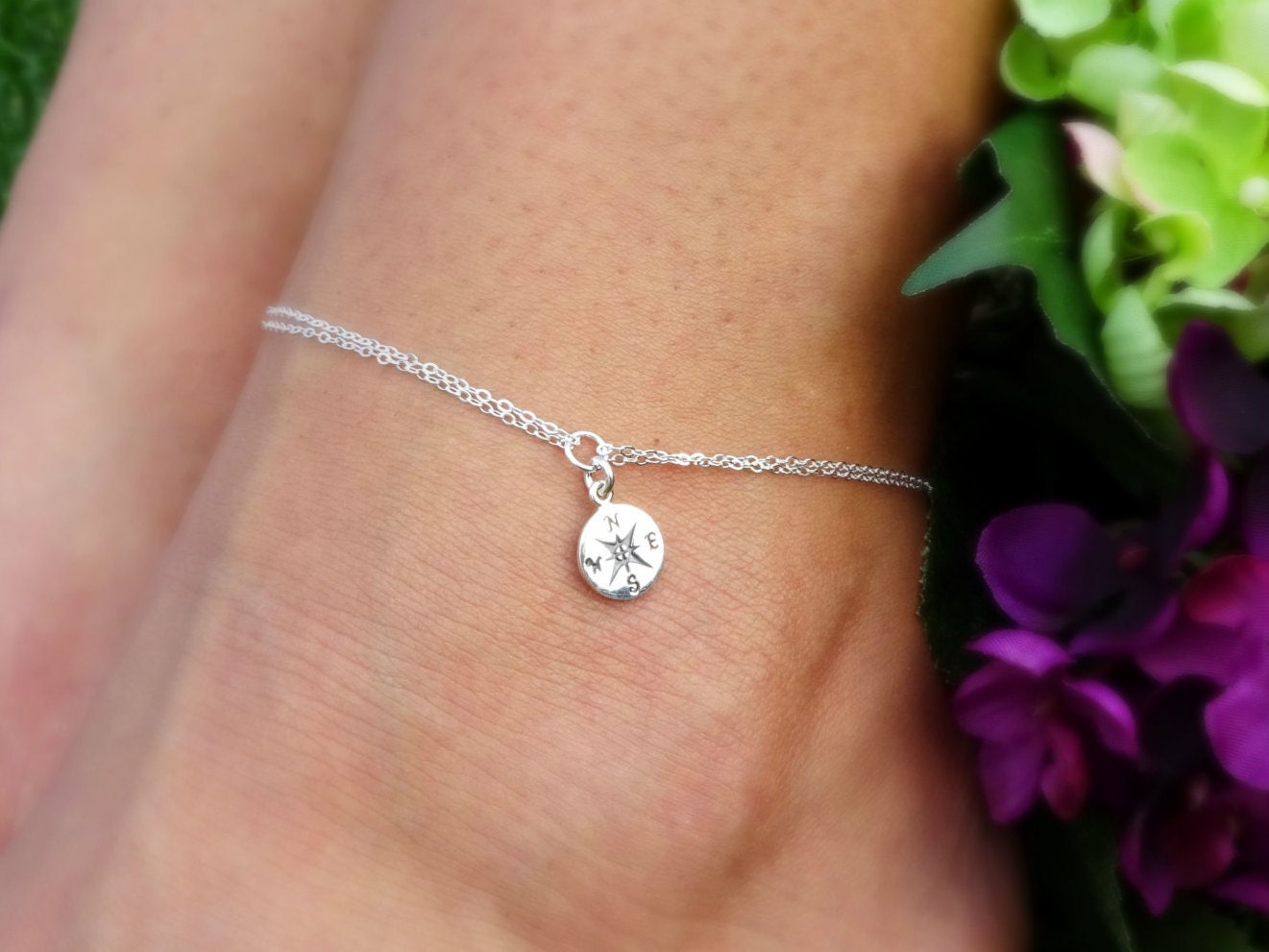 Compass charm Anklet, Graduation gift,  Ankle bracelet, Bridesmaid gifts, college graduation gift for her, Graduate gift, gifts for grads
