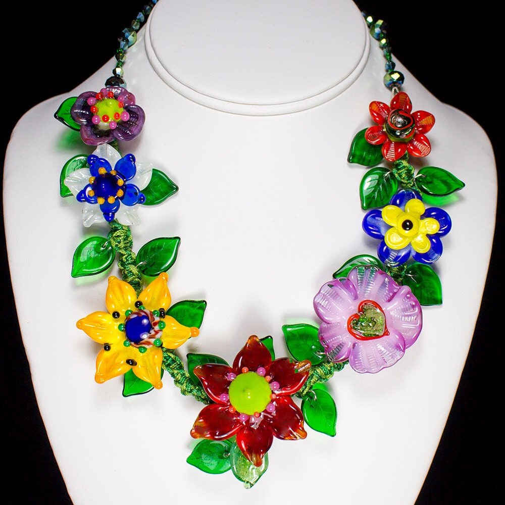 Small Wildflower Necklace Handmade Glass Jewelry by conbriobeads