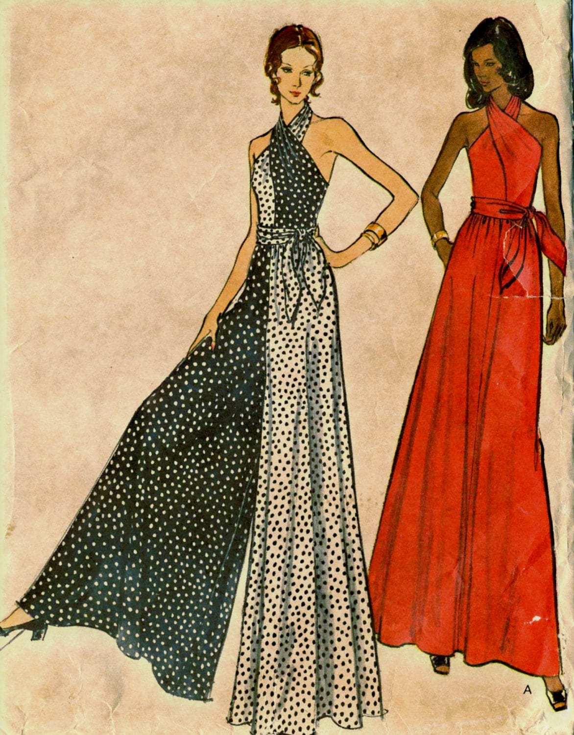 Vintage 70s Vogue 8445 Misses Criss Cross Halter Jumpsuit and