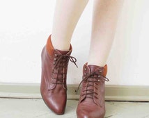 0401~Grained Leather LADA Lace-up Ankle Booties 6cm main image 0